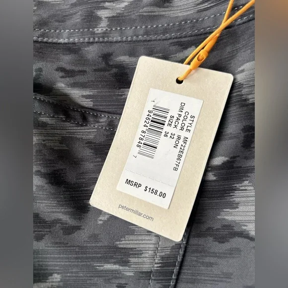 Peter Millar Golf Pants Crown Sport eb66 Camo Print 36 x 32 Gray Iron Polyester